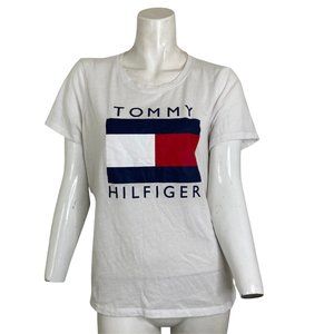 Tommy Hilfiger Sport Tshirt Big Flag Womens Large Red White Blue